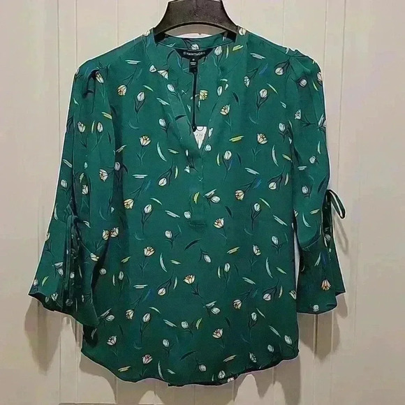 41 Hawthorn Green Floral 3/4 Bell Sleeves Size XS - Picture 1 of 7